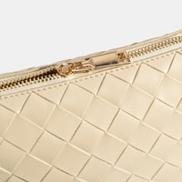 Kadın Bej Örgü Baskılı El Çantası