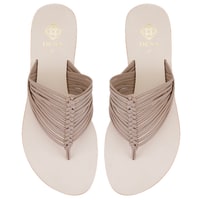 Kadın Bej Parmak Arası Deri Terlik