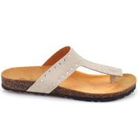 Kadın Bej Parmak Arası Süet Deri Terlik