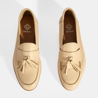 Kadın Bej Püskül Detaylı Deri Loafer