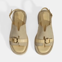 Kadın Bej Süet Tokalı Sandalet