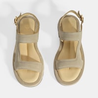 Kadın Bej Süet Tokalı Sandalet