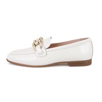 Kadın Bej Toka Aksesuarlı Deri Loafer