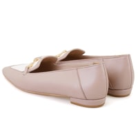 Kadın Bej Toka Aksesuarlı Deri Loafer