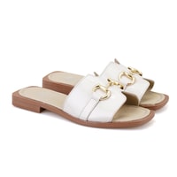 Kadın Bej Toka Aksesuarlı Deri Terlik