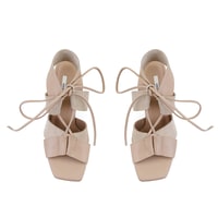 Kadın Bej Topuklu Deri Sandalet