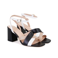 Kadın Bej Topuklu Deri Sandalet