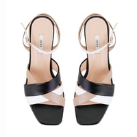 Kadın Bej Topuklu Deri Sandalet