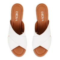 Kadın Bej Topuklu Deri Terlik