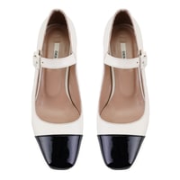 Kadın Bej Topuklu Mary Jane Deri Klasik Ayakkabı