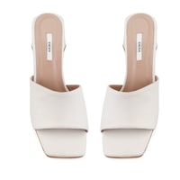 Kadın Bej Topuklu Napa Deri Terlik