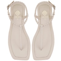 Kadın Beyaz Ayarlanabilir Tokalı Deri Sandalet