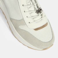 Kadın Beyaz Bağcıklı Deri Detaylı Spor Ayakkabı