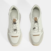 Kadın Beyaz Bağcıklı Deri Detaylı Spor Ayakkabı