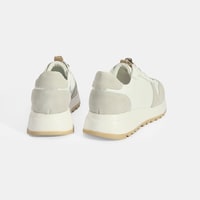 Kadın Beyaz Bağcıklı Deri Detaylı Spor Ayakkabı