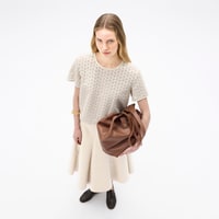 Kadın Beyaz Deri Detaylı Bluz