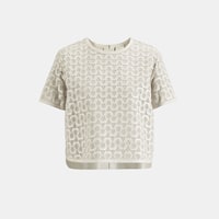 Kadın Beyaz Deri Detaylı Bluz