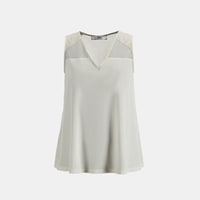 Kadın Beyaz Deri Detaylı Perforeli Bluz