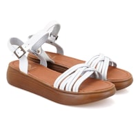 Kadın Beyaz Deri Sandalet