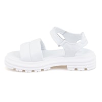 Kadın Beyaz Dolgu Tabanlı Deri Sandalet