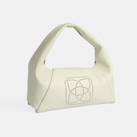 Kadın Beyaz Logo Baskılı Deri Omuz Çantası