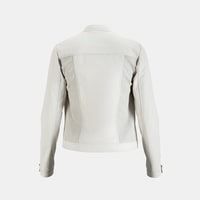 Kadın Beyaz Perfore Detaylı Deri Ceket