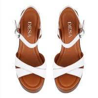 Kadın Beyaz Platform Topuklu Deri Sandalet