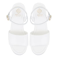 Kadın Beyaz Platform Topuklu Deri Sandalet