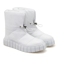 Kadın Beyaz Puffer Deri Detaylı Bot