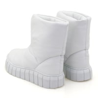 Kadın Beyaz Puffer Deri Detaylı Bot