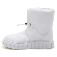 Kadın Beyaz Puffer Deri Detaylı Bot