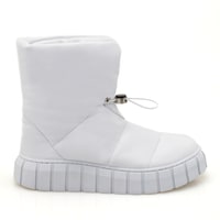 Kadın Beyaz Puffer Deri Detaylı Bot