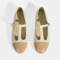 Kadın Beyaz Rugan T-Bant Mary Jane Babet