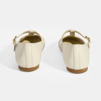 Kadın Beyaz Rugan T-Bant Mary Jane Babet