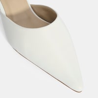 Kadın Beyaz Topuklu Deri Terlik