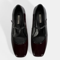 Kadın Bordo Ayarlanabilir Tokalı Kalın Topuklu Klasik Ayakkabı
