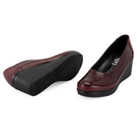 Kadın Bordo DesaComfort Dolgu Topuklu Deri Günlük Ayakkabı