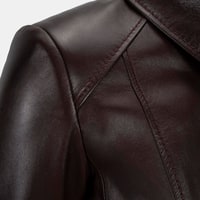 Kadın Bordo Gömlek Yakalı Fit Deri Ceket