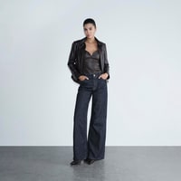 Kadın Bordo Gömlek Yakalı Fit Deri Ceket