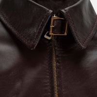 Kadın Bordo Gömlek Yakalı Fit Deri Ceket