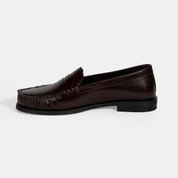 Kadın Bordo Klasik Deri Loafer