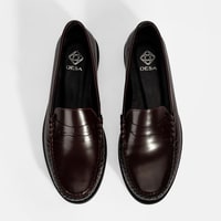 Kadın Bordo Klasik Deri Loafer