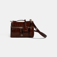 Kadın Bordo Kroko Baskılı Mini Rugan Deri El Çantası