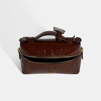 Kadın Bordo Kroko Baskılı Mini Rugan Deri El Çantası