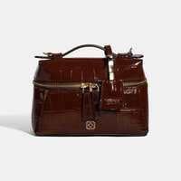 Kadın Bordo Kroko Baskılı Mini Rugan Deri El Çantası