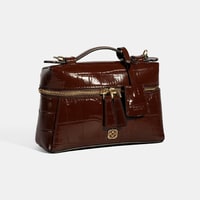 Kadın Bordo Kroko Baskılı Mini Rugan Deri El Çantası