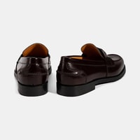 Kadın Bordo Metal Toka Detaylı Deri Loafer
