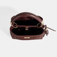 Kadın Bordo Püskül Aksesuarlı Deri El Çantası