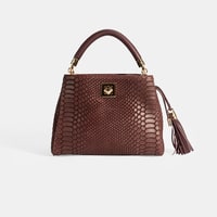 Kadın Bordo Püskül Aksesuarlı Deri El Çantası