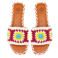 Kadın Bordo Triko Örgülü Terlik